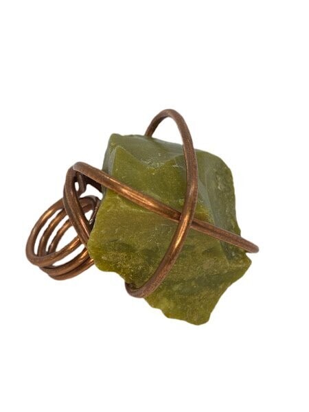 Green Love Opal Copper Wrapped Ring