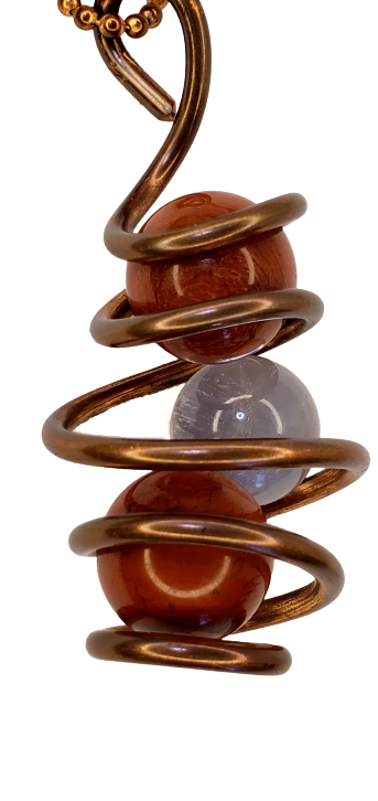 Jasper and Clear Quartz Copper Wrapper Necklace
