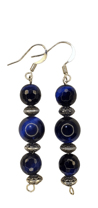Blue Tigers Eye Earrings