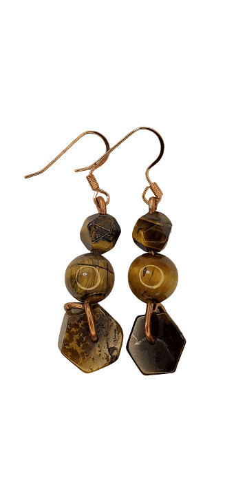 Tigers Eye Copper Earrings