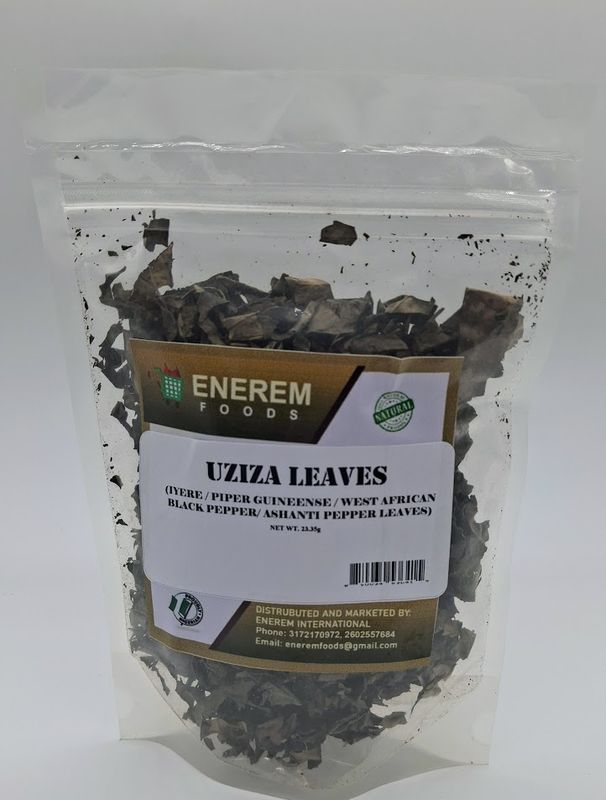Enerem Dried Uziza leaves /  Iyere leaves /West African black pepper / Ashanti pepper leaves 23.35g (1oz)