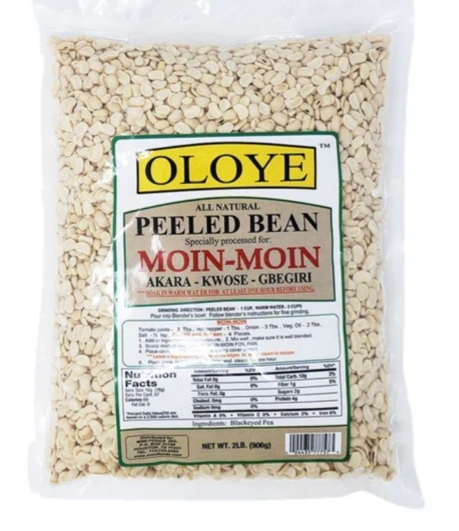 Oloye Peeled Beans 2lb  (Akara, Kwose, Gbegiri, Moimoi, Black Eye Peas)