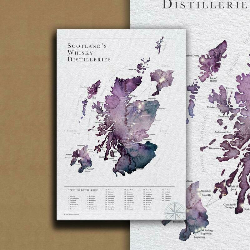 EJAY DESIGN - SCOTTISH WHISKY DISTILLERY MAP