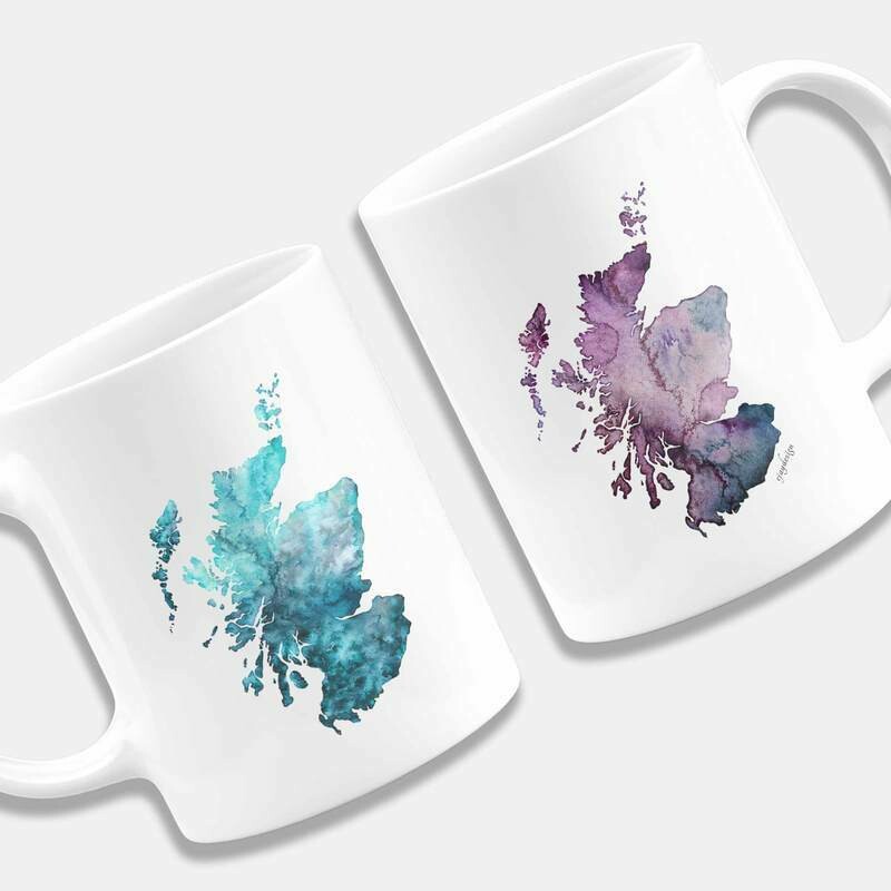 EJAY DESIGN - CUSTOM SCOTLAND WATERCOLOUR MUG