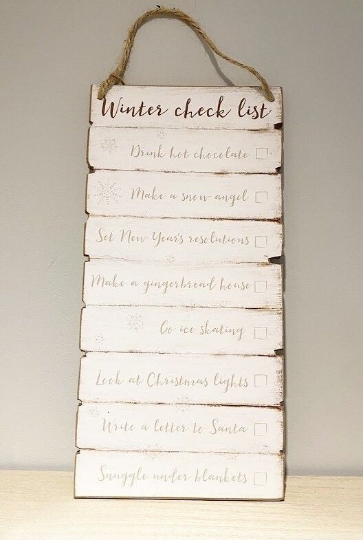 Winter checklist sign Winter checklist sign