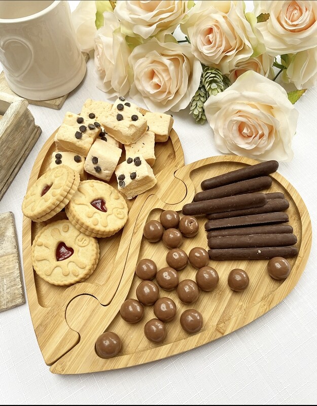 Bamboo puzzle heart tray