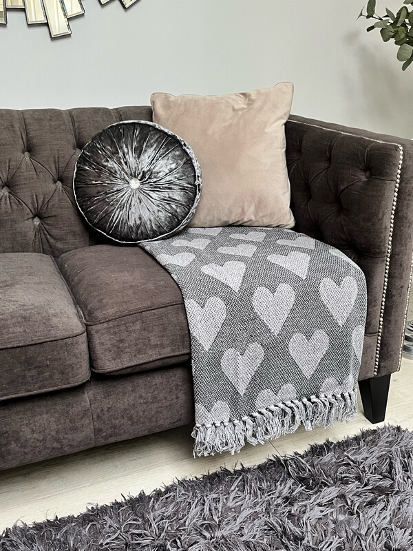 Grey Heart Throw