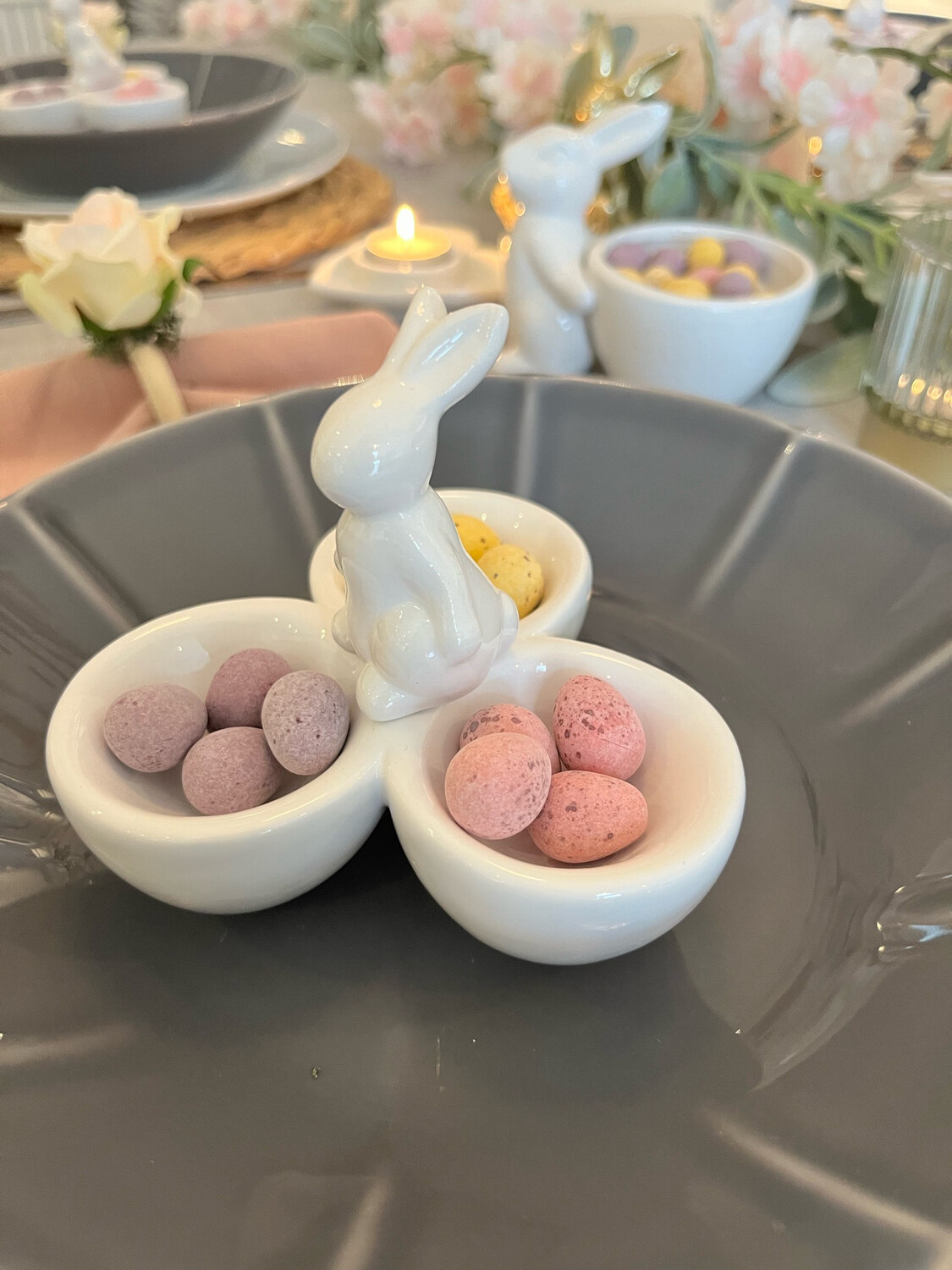 Ceramic Rabbit Triple Egg Cup Holder