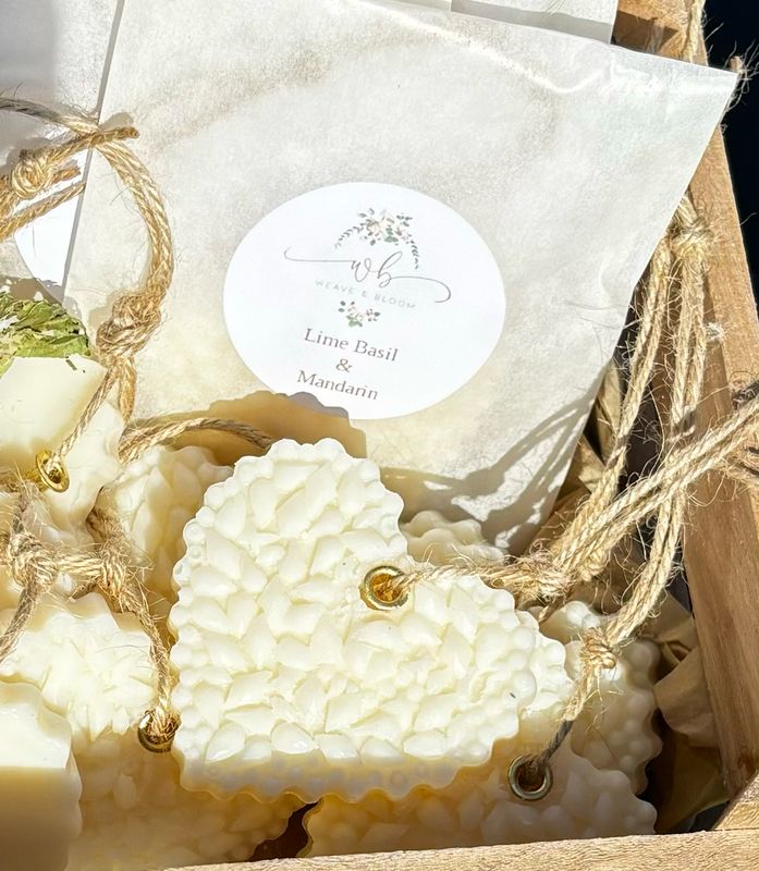 Wax melt Hanging Heart  Freshener  Lime Basil and Mandarin