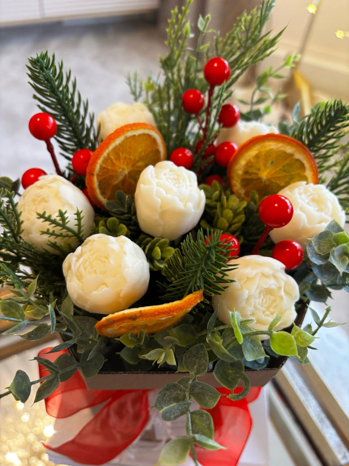 Christmas Wax Melt Bouquet in the vase Cranberry Orange & Cinnamon
