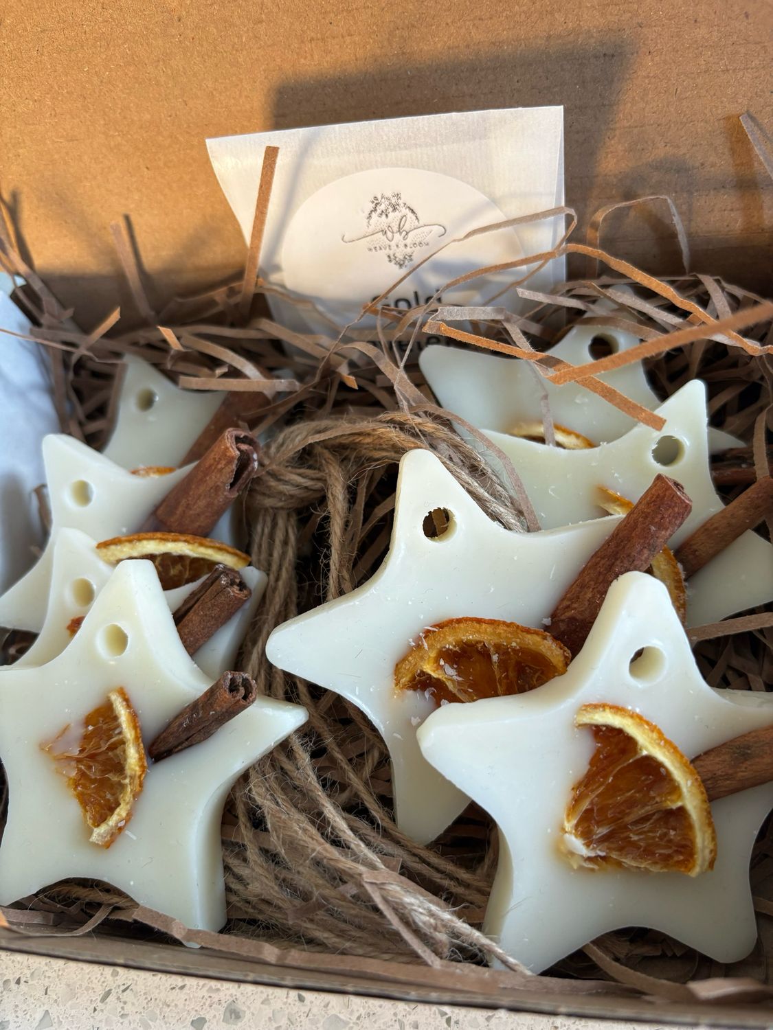 Hanging Wax Melt Stars Spiced Orange 8 pack