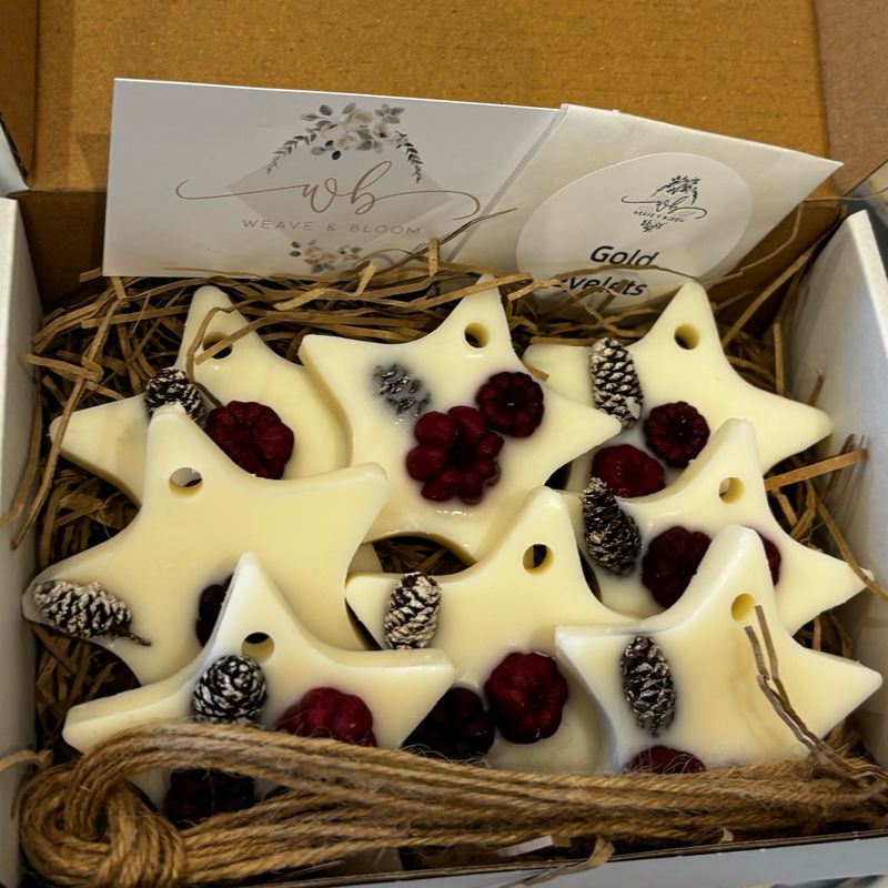 Hanging Wax Melt Stars Winter berries 8 pack