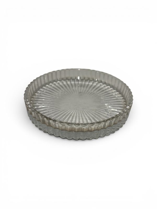 Glass round ribbed dish