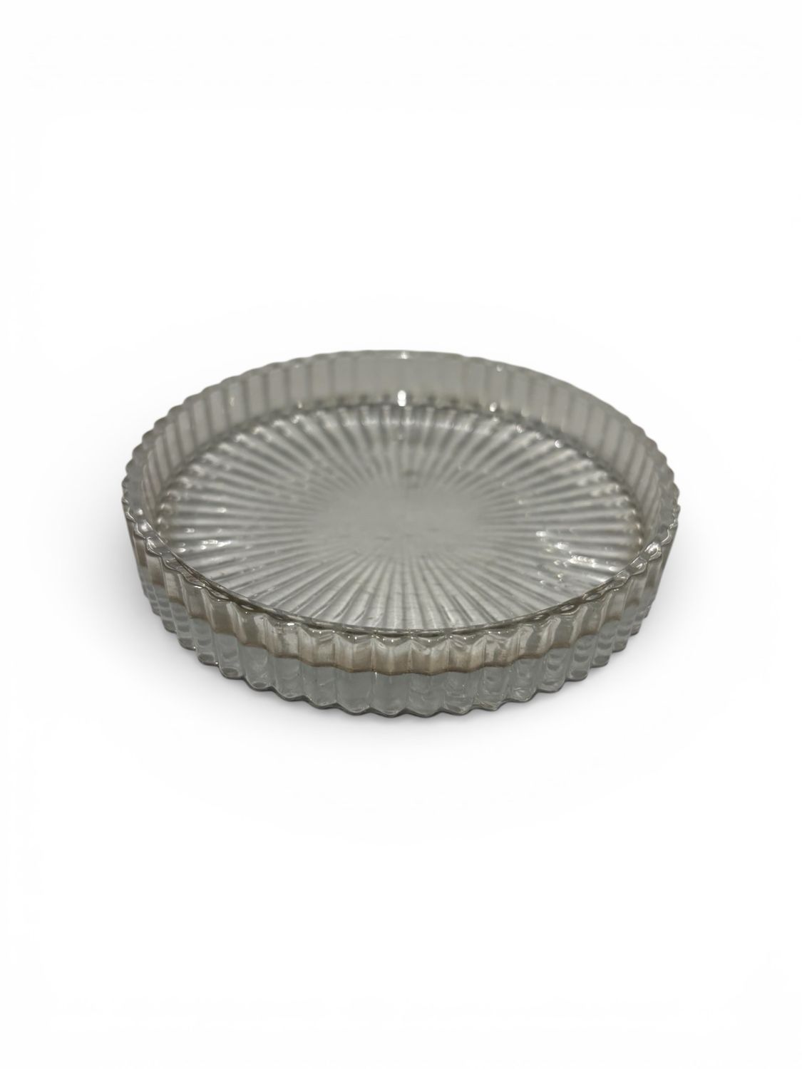 Glass round ribbed dish
