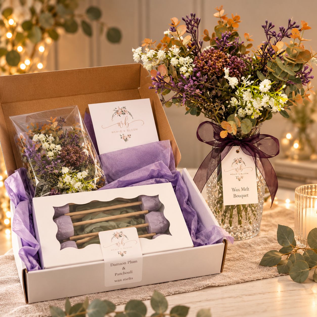 Vase collection purple berry wax melt bouquet