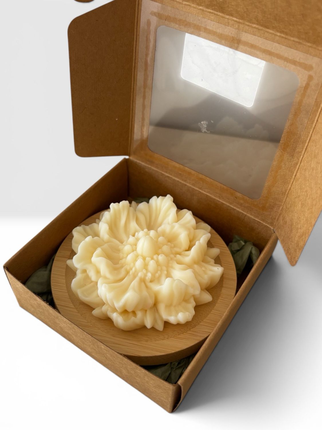 Coral charm Peony wax melt  coaster room freshener (white)