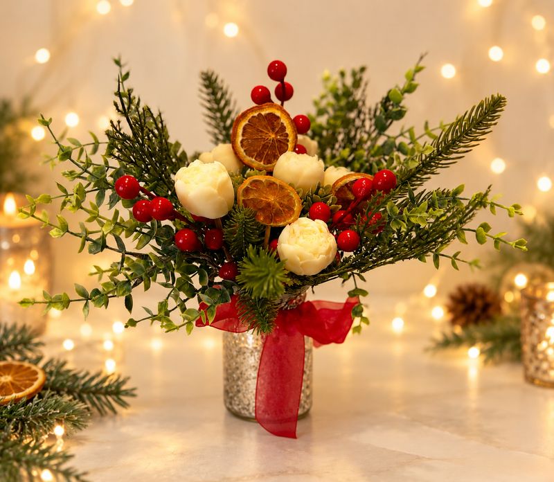 Christmas Wax Melt Bouquet vase collection Cranberry Orange & Cinnamon Christmas Wax Melt Bouquet vase collection Cranberry Orange & Cinnamon