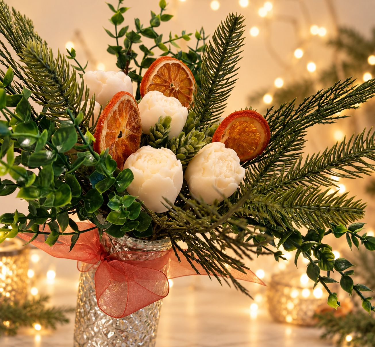 Christmas Wax Melt Bouquet  vase collection  Spiced Orange
