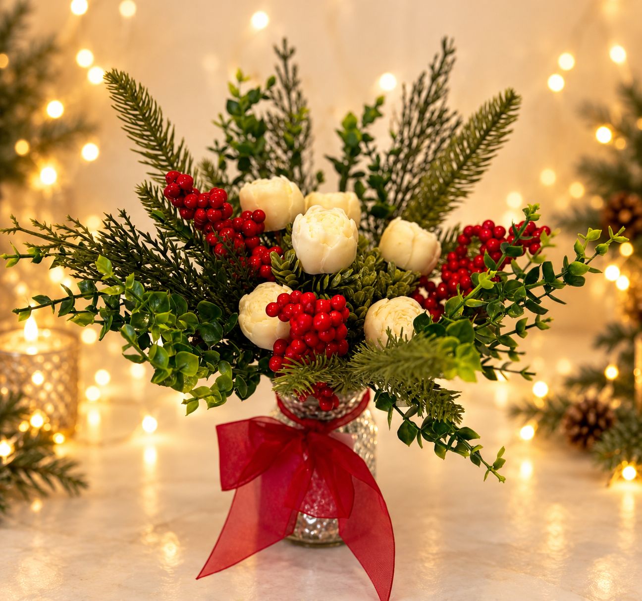 Christmas Wax Melt Bouquet vase collection Winter Berries