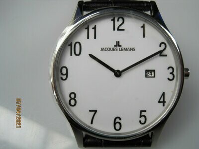 Jacques Lemans Men's Classic 1-2028C 38mm White Dial Leather Watch
