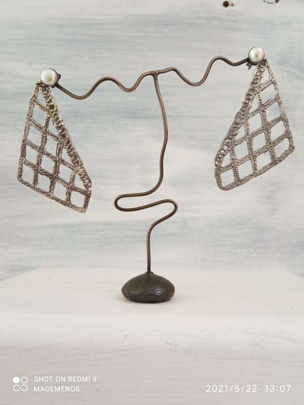 Earrings silver lace