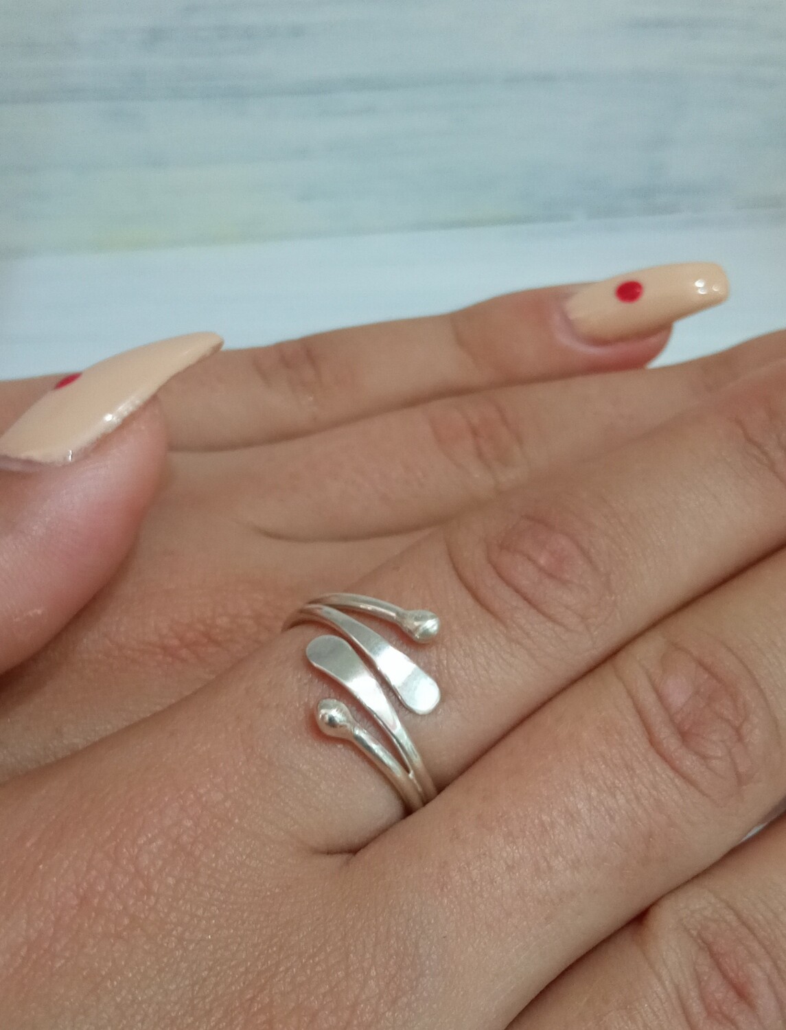 Ring silver wraparound leaf