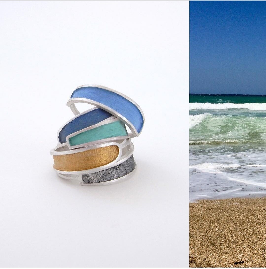 Ring silver and paper mixed colours