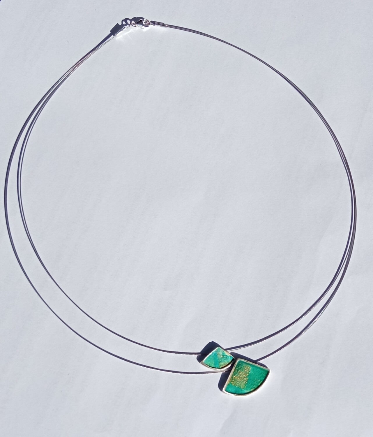 Necklace silver with paper. Triangle design
