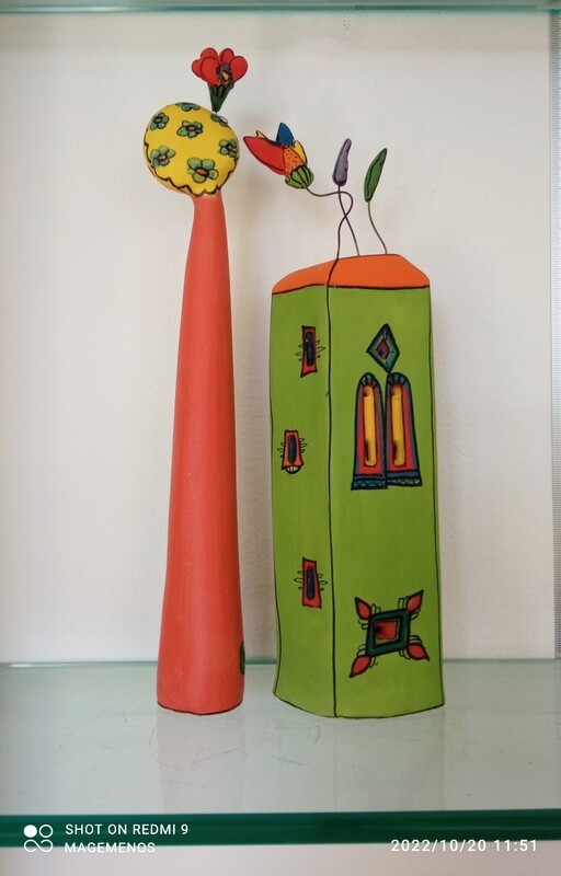 Ceramic house and tree set