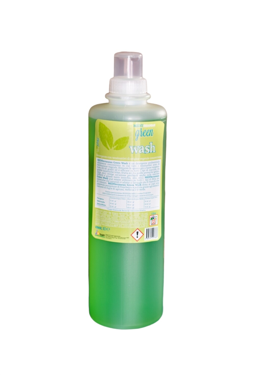 RAMPI Mediterranean Green Wash Detersivo Professionale Iper concentrato  Lavatrice Tessuti 1 lt