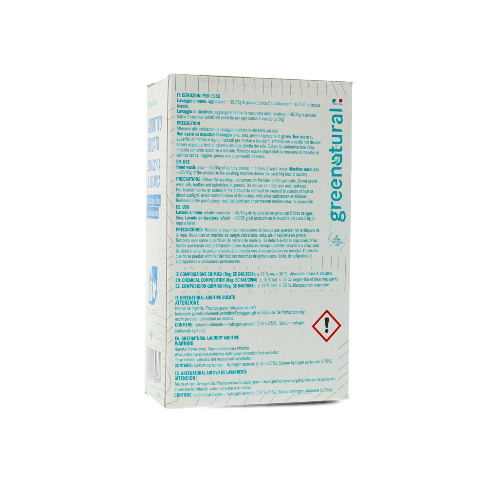Additivo Bucato Smacchia e Sbianca con Ossigeno Attivo e Bicarbonato 1 kg - Green Natural