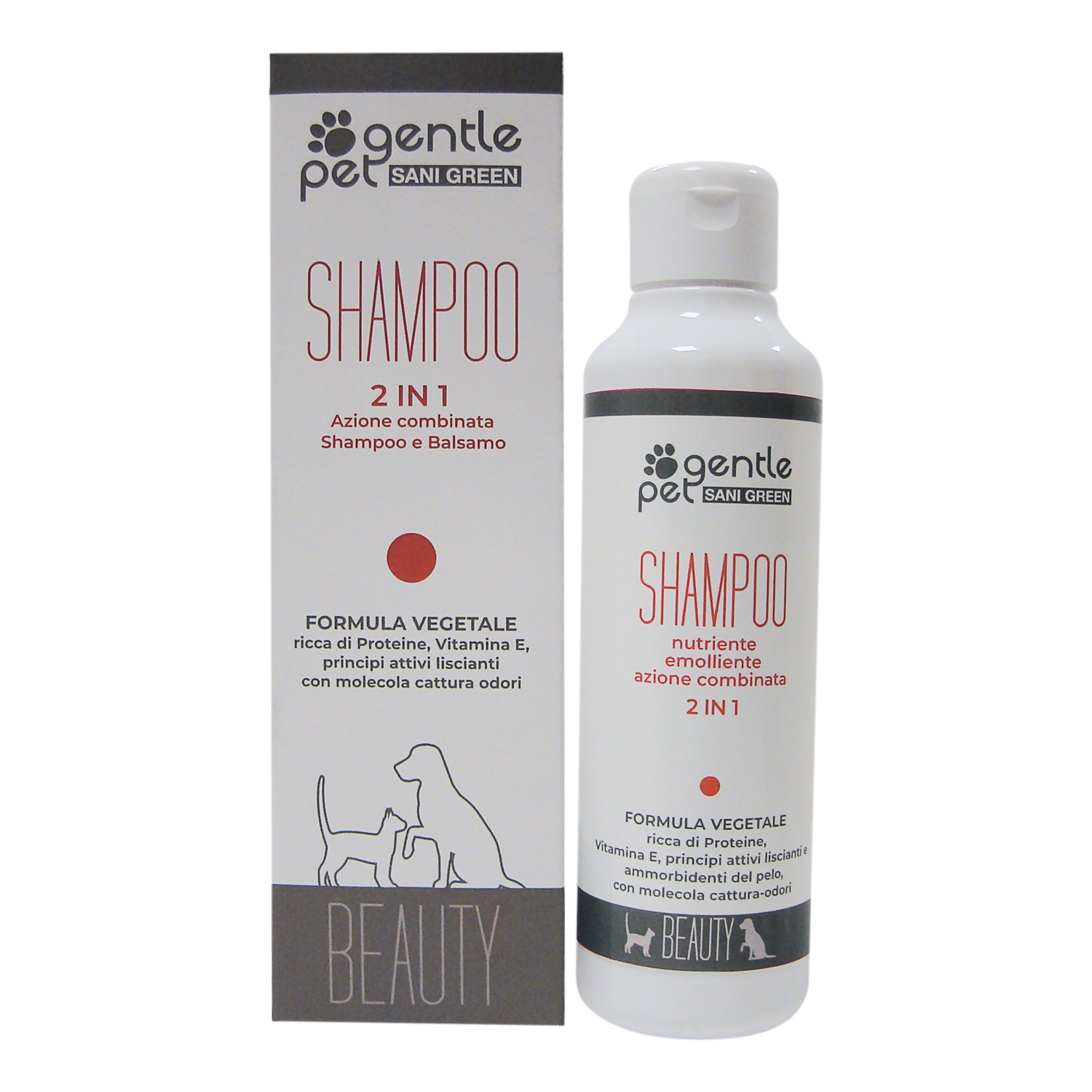 SHAMPOO 2 IN 1 GENTLEPET SANIGREEN Azione combinata Shampoo e Balsamo per Cani e gatti 250 ML