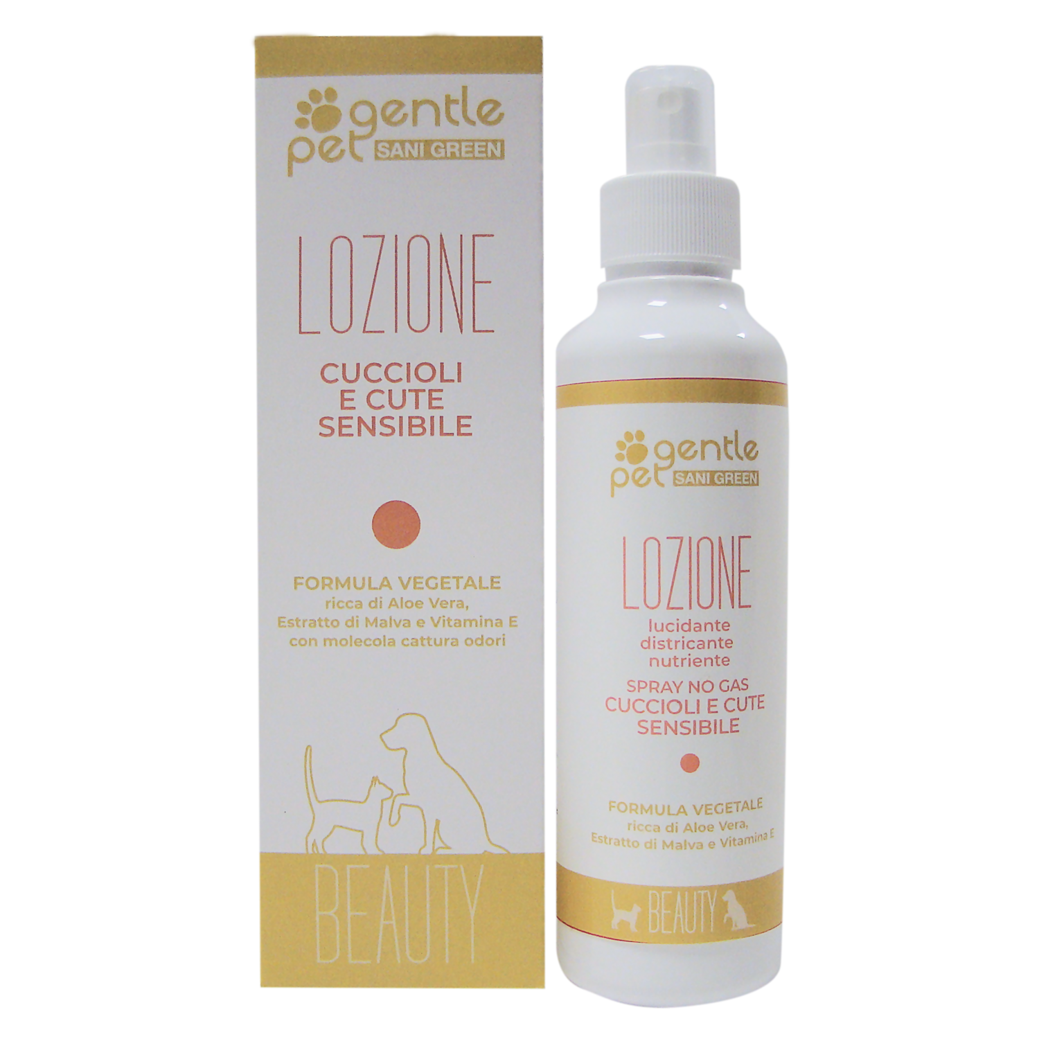 LOZIONE CUCCIOLI E CUTE SENSIBILE GENTLEPET SANIGREEN Formula Vegetale per Cani e gatti 250 ML
