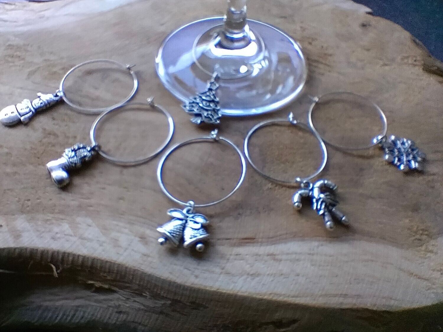 Wijnglasring Kerst 6 zilver