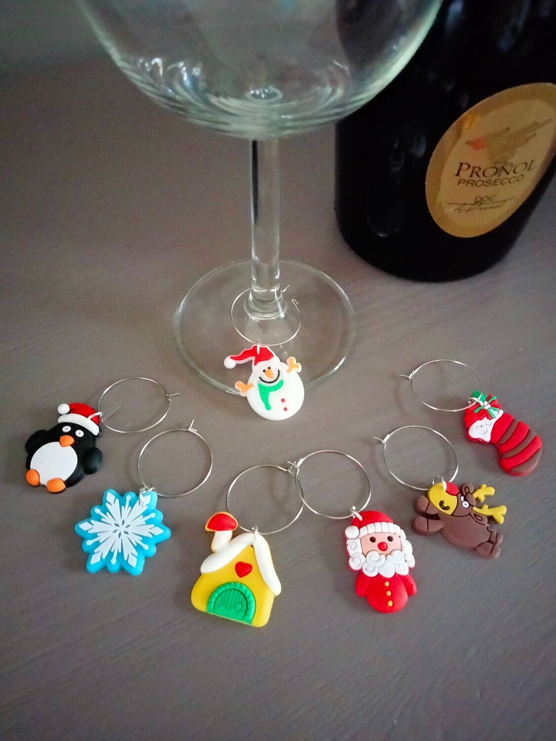 Wijnglasring Kerst 8,  7-delig