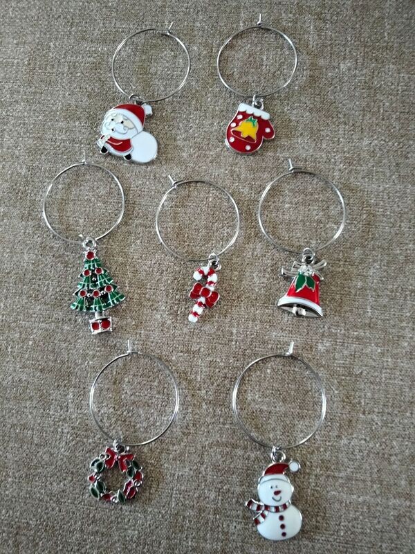 Wijnglasring Kerst 10, zilver, 7-delig