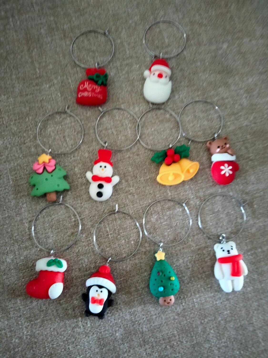Wijnglasring Kerst 5, zilverkleur  10-delig