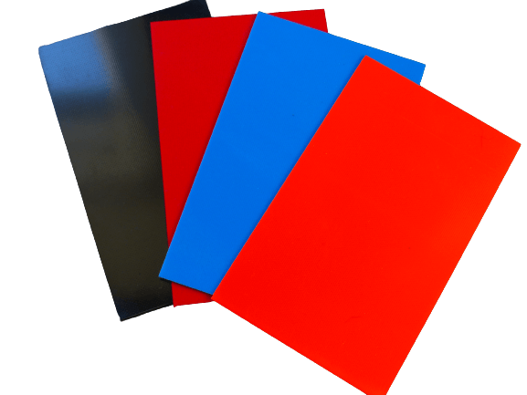 G10 FR4 GFK Liner Material Set rot, orange, blau, schwarz- für Messerbau, Modellbau, 130x80x1mm
