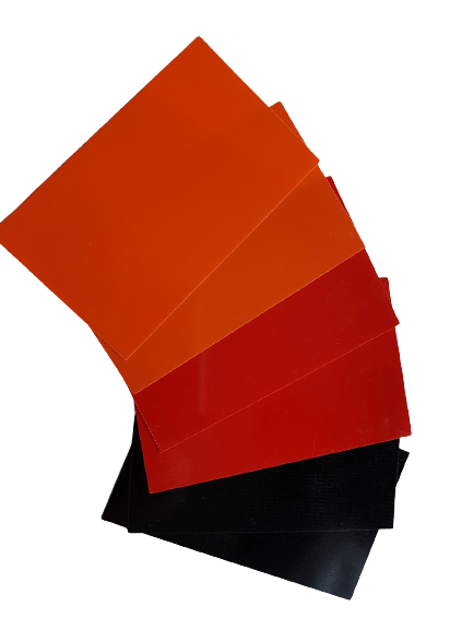 G10 Liner Material-6 Platten  130x80x 0,5mm - 2xRot, 2xSchwarz, 2xOrange