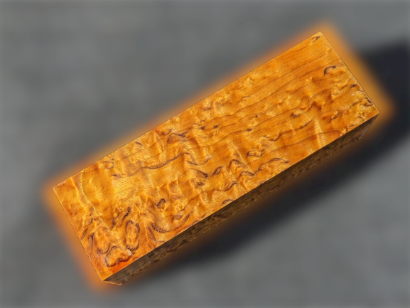 Stabilisierte Maserbirke Gold - Blockmaße 125x40x35mm