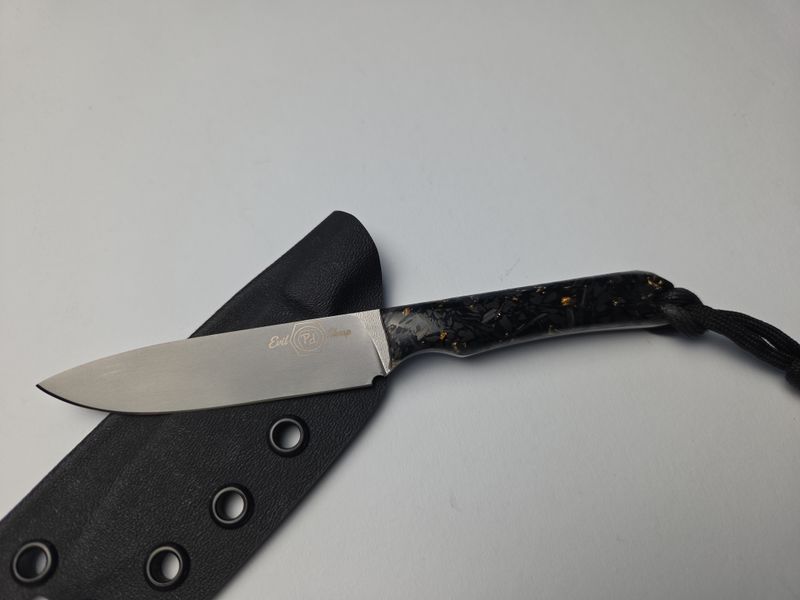 PiedPiper- Neck Knife-  Shredded -Carbon - Copper-handgefertigt -  ELMAX SUPERCLEAN
