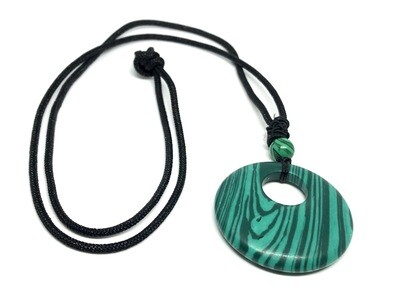 Necklace PI Donut Malachite Gemstone, nylon cord, (32~33cm) long. SKU00038 Necklace PI Donut Malachite Gemstone, nylon cord, (32~33cm) long. SKU00038