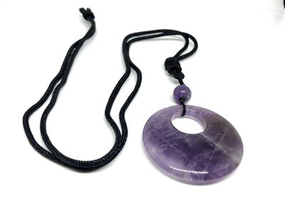 Necklace PI Donut Amethyst Gemstone, nylon cord, (32~33cm) long. SKU00040 Necklace PI Donut Amethyst Gemstone, nylon cord, (32~33cm) long. SKU00040