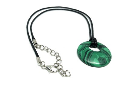 Necklace PI Donut Malachite Gemstone, nylon cord, from 18" to 23". SKU00046 Necklace PI Donut Malachite Gemstone, nylon cord, from 18" to 23". SKU00046