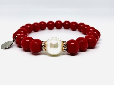 Red Coral & White Pearl quality grade A.A Bracelet. SKU00057 Red Coral & White Pearl quality grade A.A Bracelet. SKU00057