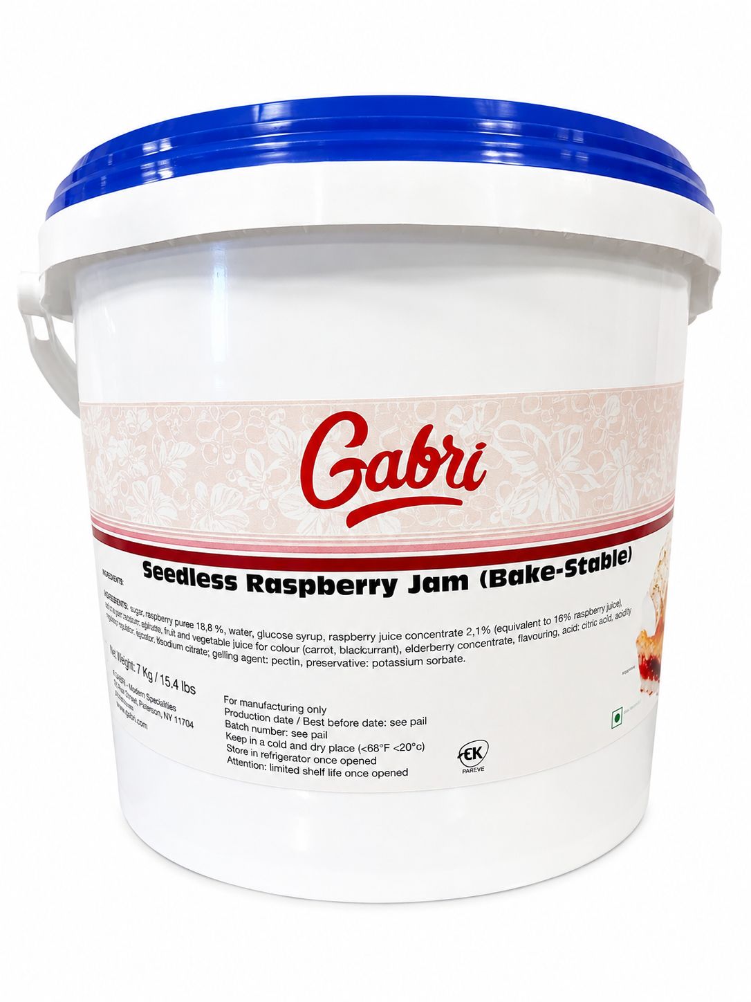 Gabri Seedless Raspberry Jam 7kg pail