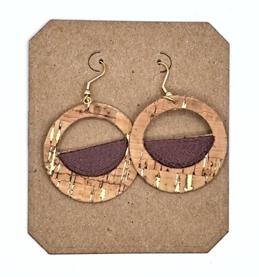 Handmade Round Faux Leather Earrings