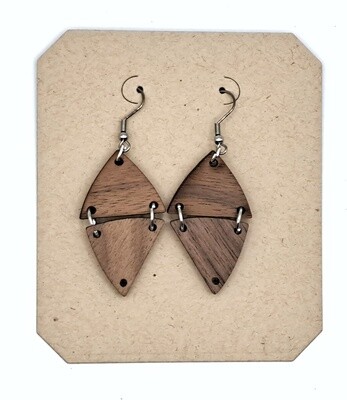 Handmade Wooden Triangular Shaped Earrings