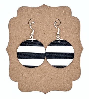 Handmade Faux Leather Black & White Stripes Earrings Handmade Faux Leather Black & White Stripes Earrings