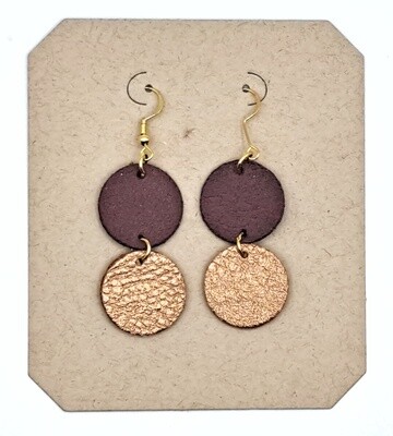 Handmade Faux Leather Circles Earrings